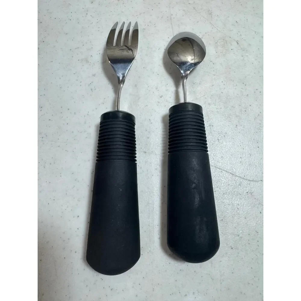 Mighty Grip OXO Handicap Medical Assist Utensils Flatware Spoon and Fork
